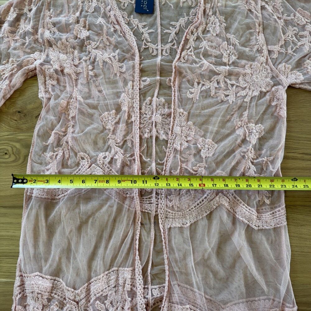 NWT Anna-Kaci Lace Sheer Kimono Cardigan Embroidered Floral Duster Boho Coquette - Picture 11 of 13